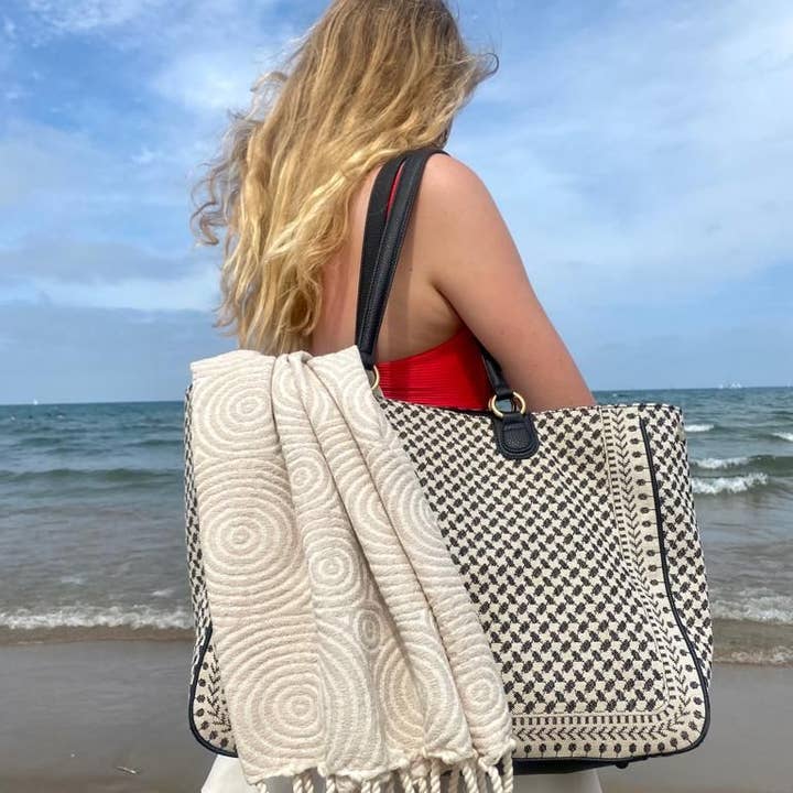 Lantara - Wholesale Bath Towel - Fouta Hammam Towel Circles - Sand - 100x200cm4