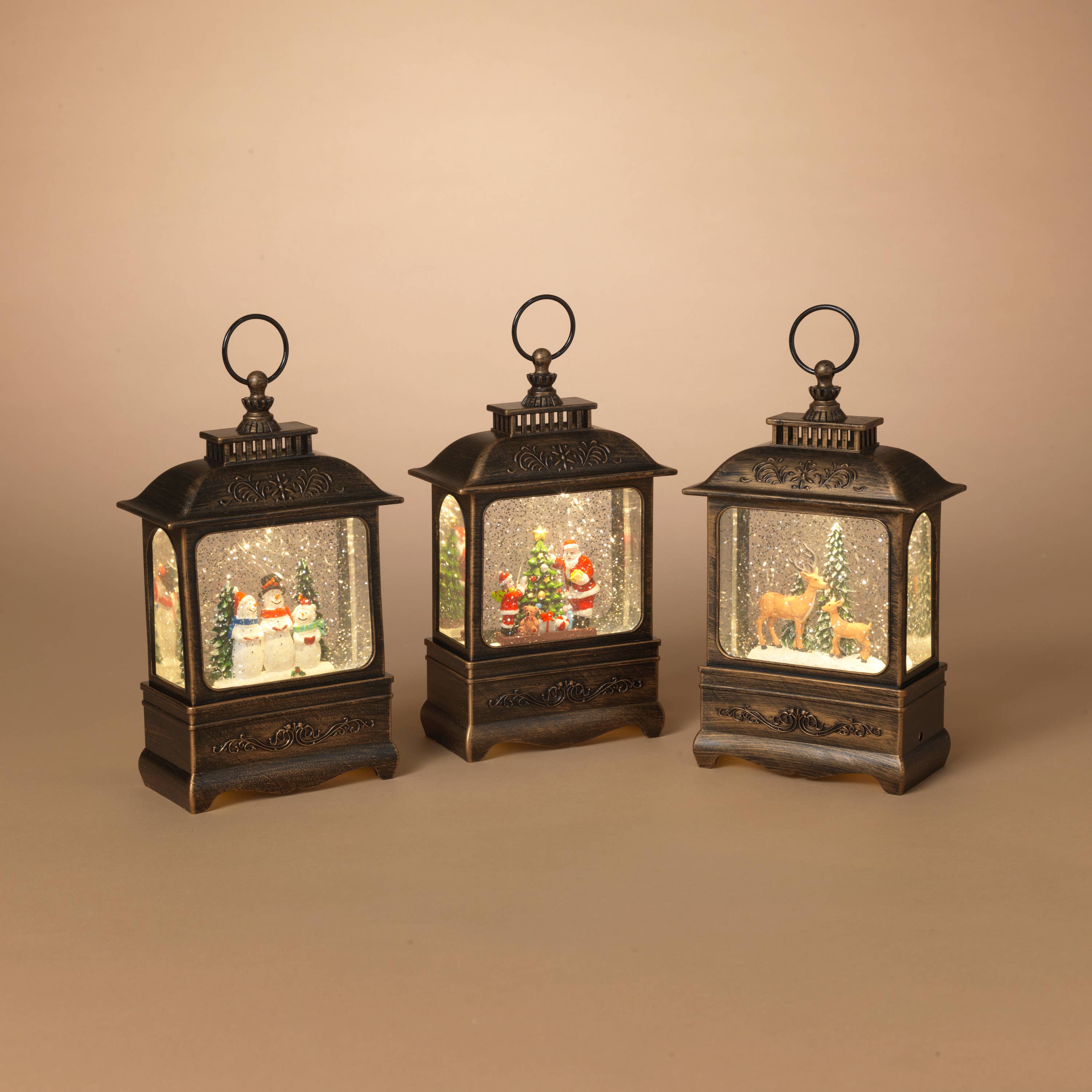 The Gerson Companies - Wholesale Christmas Decoration - Gerson Christmas 9.4"H B/O Lighted Holiday Spinning Water Gl0