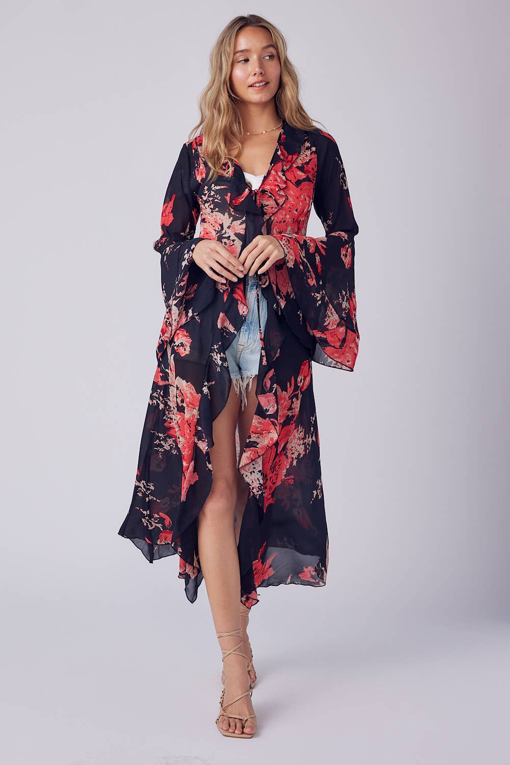 Bluivy - Wholesale Kimono - Women's - FLORAL PRINT RUFFLE KIMONO17