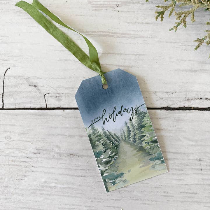 Boomboerderij kerstcadeaulabel set van 6 voor wholesale door The Lighthouse Sketchbook