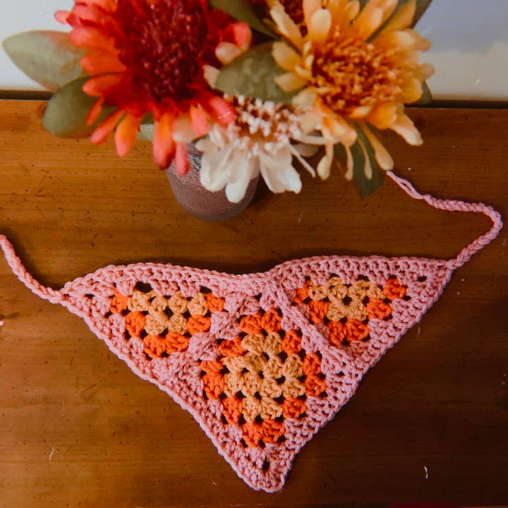 Granny Square Hair Kerchief for wholesale by Chroknitcles