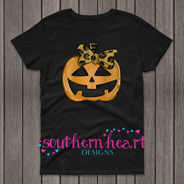 Southern Heart Designs - Wholesale Screen Printed T-Shirt - Women's - Pumpkin with Bow Shirt