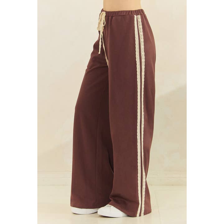 mittoshop - Wholesale Pants - Women's - LACE STRIPED ELASTIC WAIST TERRY SWEATPANTS16