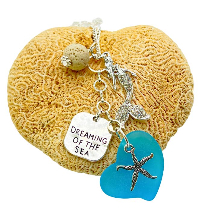 Mermaid Rear View Mirror Charm - Sea Glass Car Charm for wholesale by EarthlieTreasures