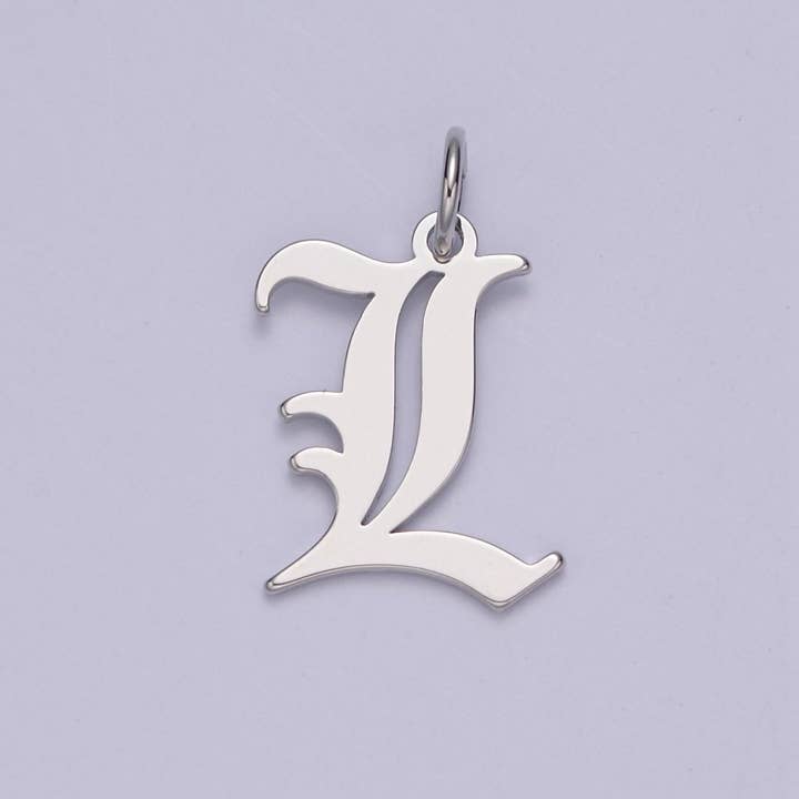 Aim Eternal - Wholesale Individual Charm/Pendant - Gothic Letter Charm, Alphabet Charm, Silver Letter Charm, 26 Letters Initial Charms Old English Letter Pendant A690~A70211