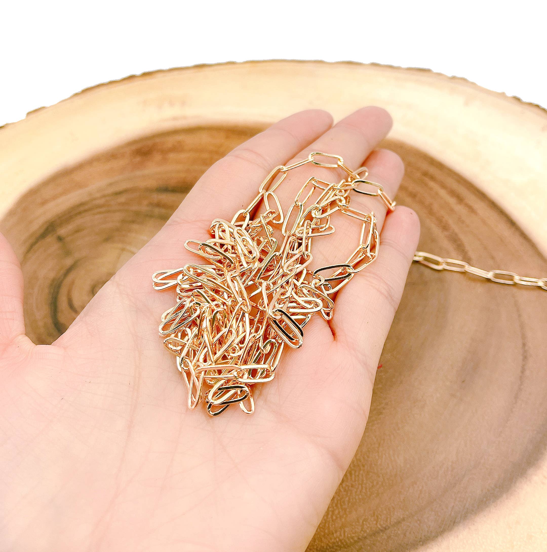 Beads Creation - Vente Collier maille et chaîne - Chaîne à maillons en trombone et disque en or rempli 22K1