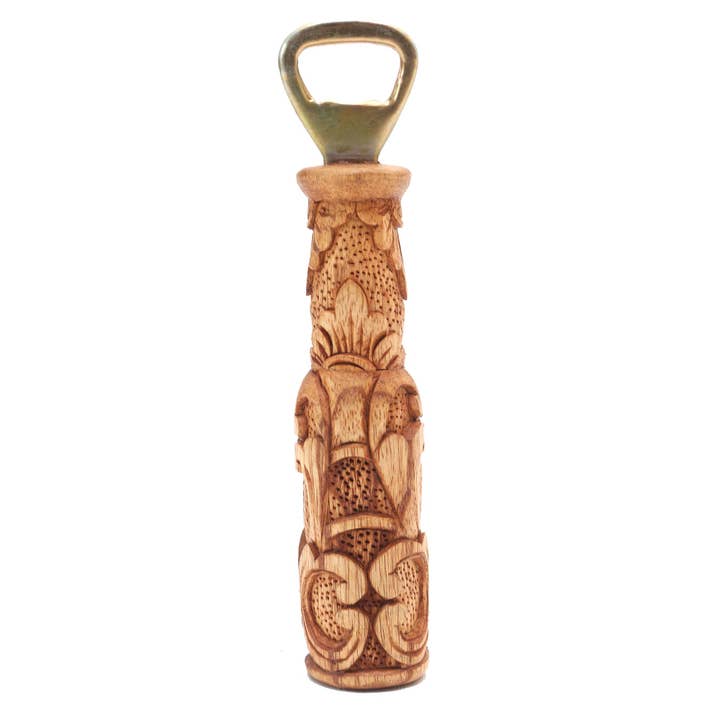 Novica Handmade Floral Refreshment Wood Bottle Opener for wholesale by NOVICA