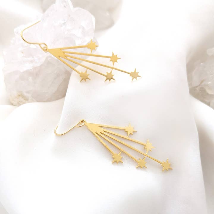 Pendientes estrellas fugaces, pendientes de estrellas fugaces oro/plata para venta al por mayor de Shany Design Studio