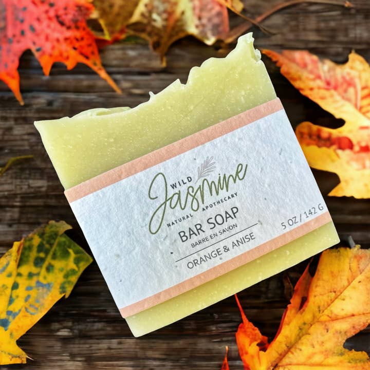 Wild Jasmine Natural Apothecary - Wholesale Bar Soap - Orange & Anise Soap - 5 oz - Seed Paper Label0