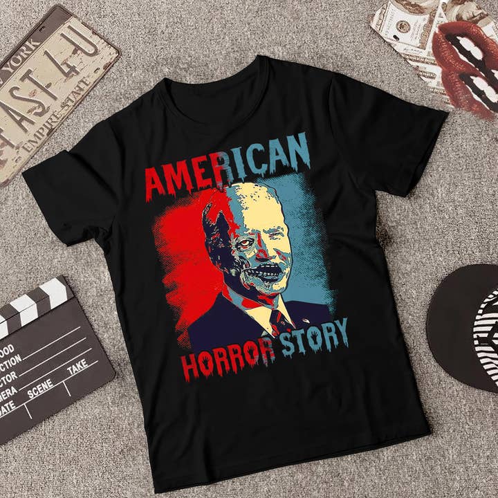 Black American Horror Story Shirt, Funny Biden, Funny Halloween for wholesale on Faire