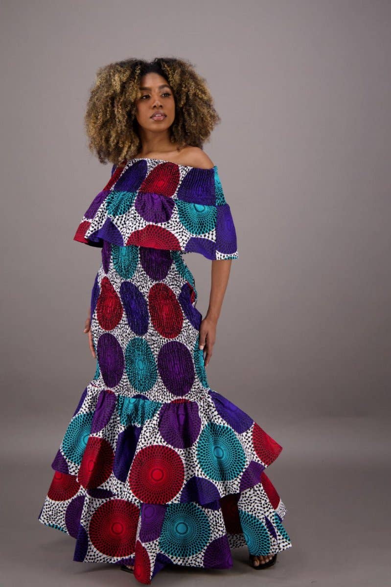 African Print Mermaid Dress AD-2289-267 for wholesale on Faire