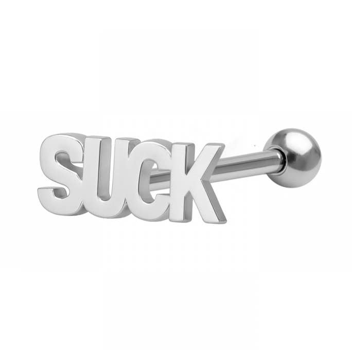 316L SURGICAL STEEL SUCK WORD TONGUE BARBELL for wholesale by CRAVE