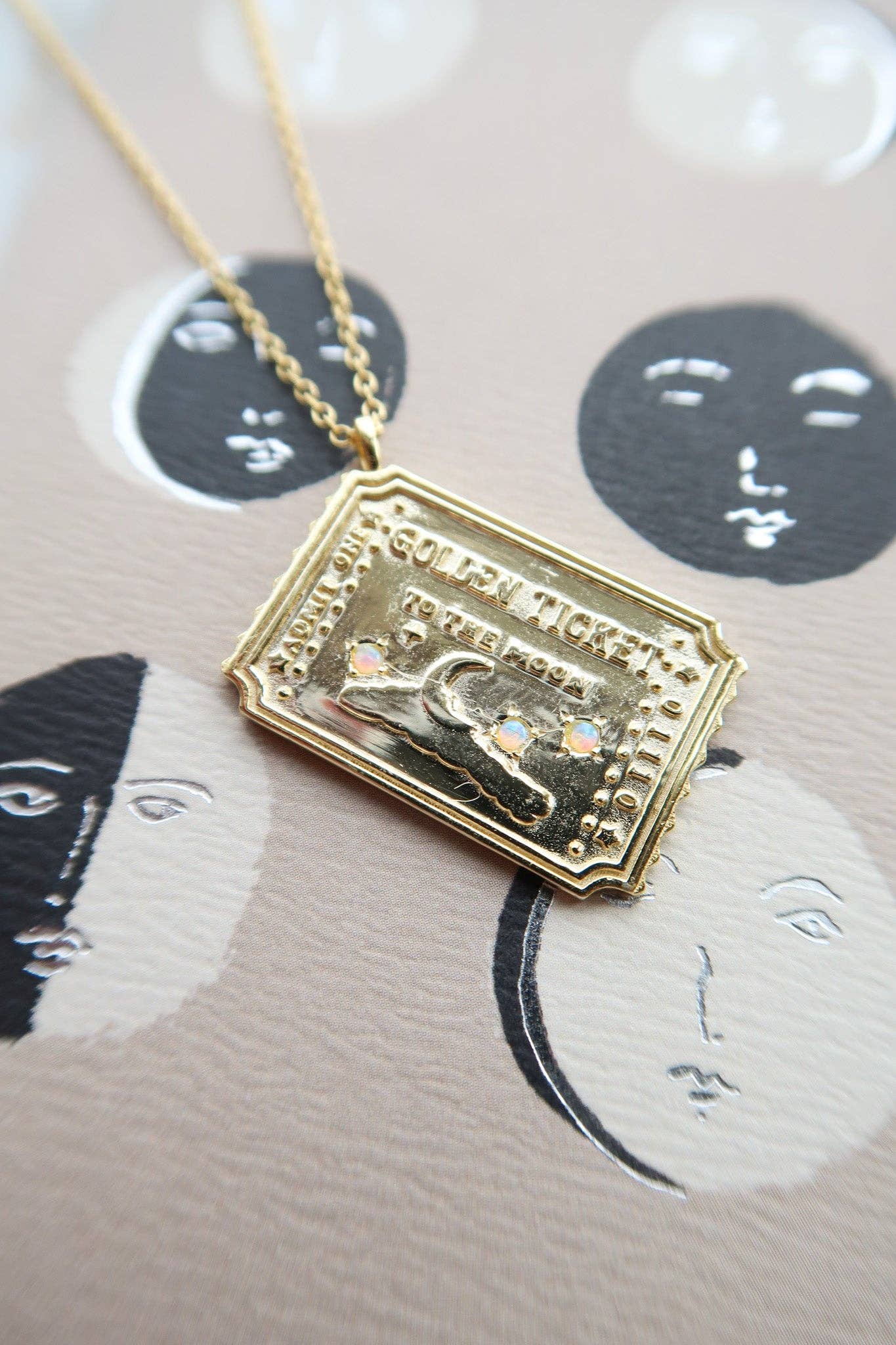 Bittersweet - Wholesale Pendant/Charm Necklace - Golden Ticket to the Moon Necklace4