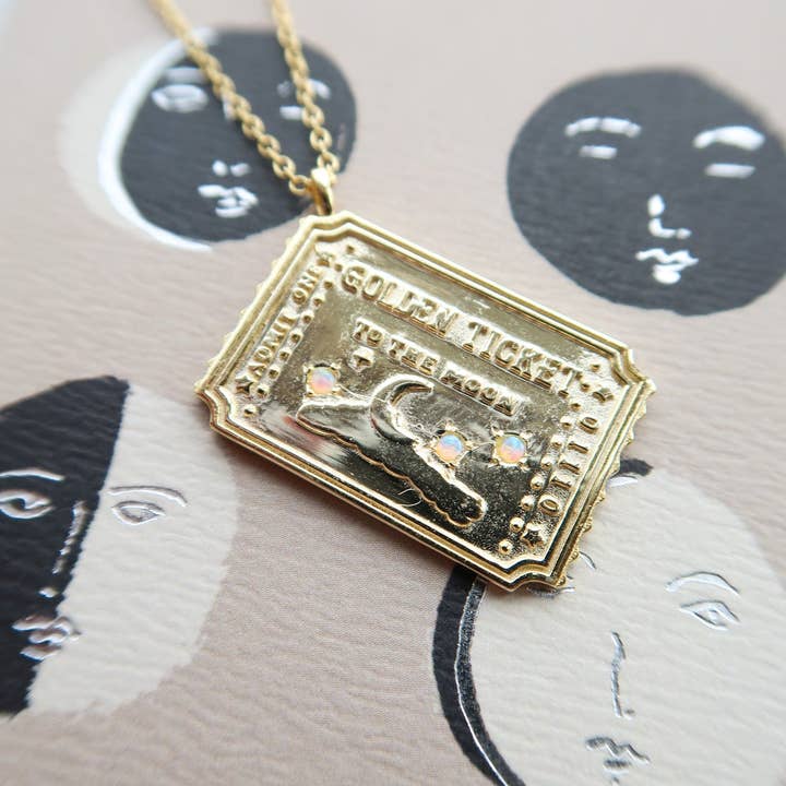 Bittersweet - Wholesale Pendant/Charm Necklace - Golden Ticket to the Moon Necklace4