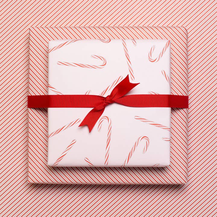 Christmas wrapping paper pink candy canes - double sided for wholesale by My Pretty Circus