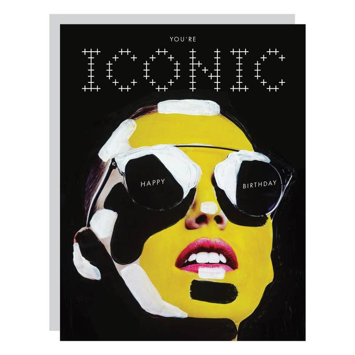 You're Iconic. Happy Birthday! Painted Yellow Artist Card for wholesale by Carla Cards