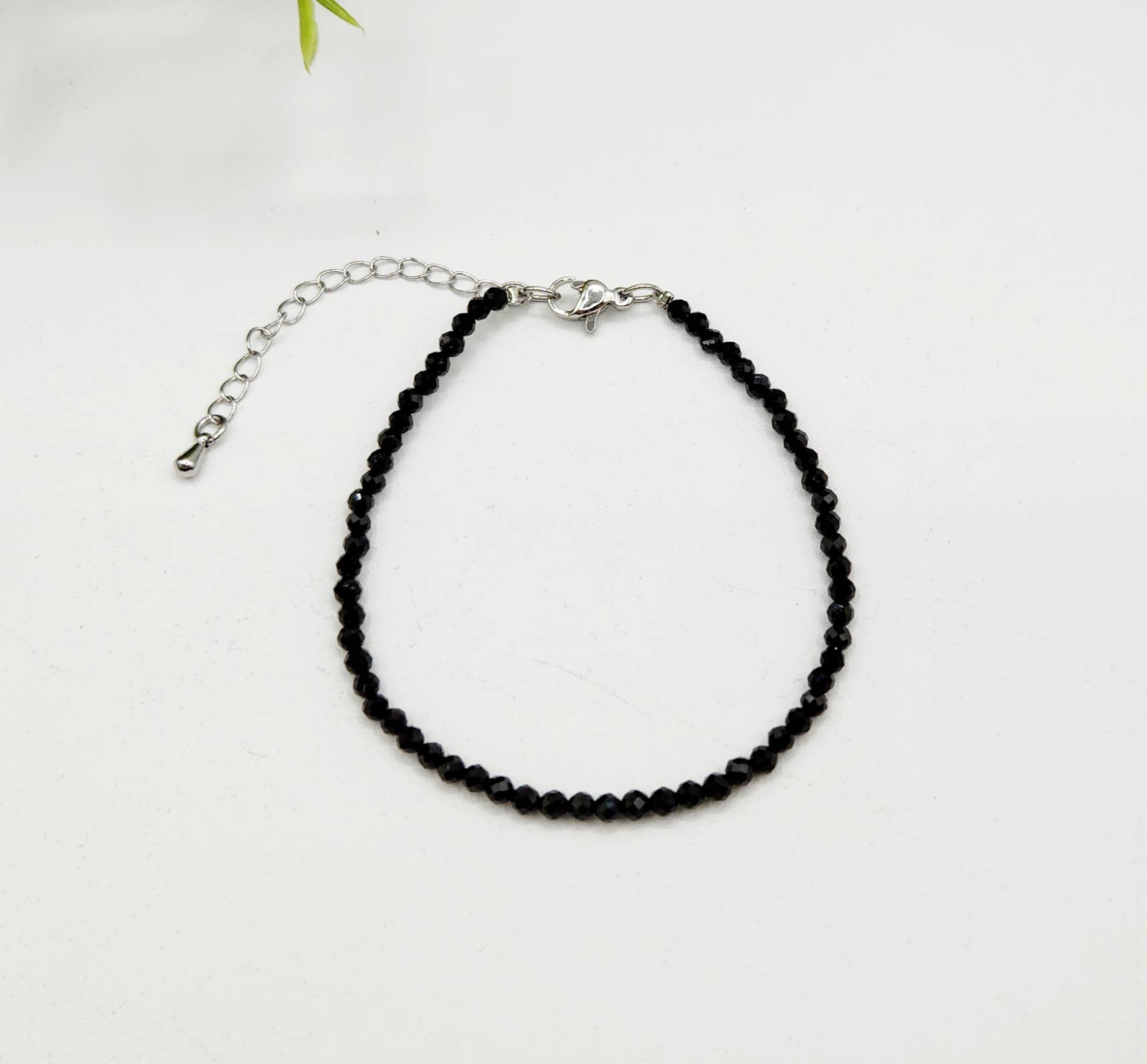 Meraki Gemstones - Wholesale Beaded Bracelet - Black Spinel Bracelet Faceted 3MM w/Silver Color Clasp5