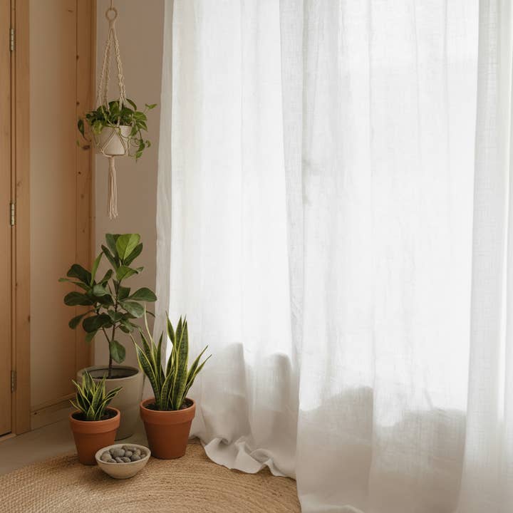 Q VITA - Wholesale Curtain - 20% French Linen 80% TENCEL Curtain/Drape (2 pcs) - Semi Sheer
