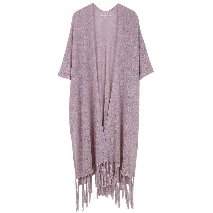 Fashion City - Venta al por mayor Kimono - Mujer - Cárdigan largo de punto con flecos y forro tipo kimono13