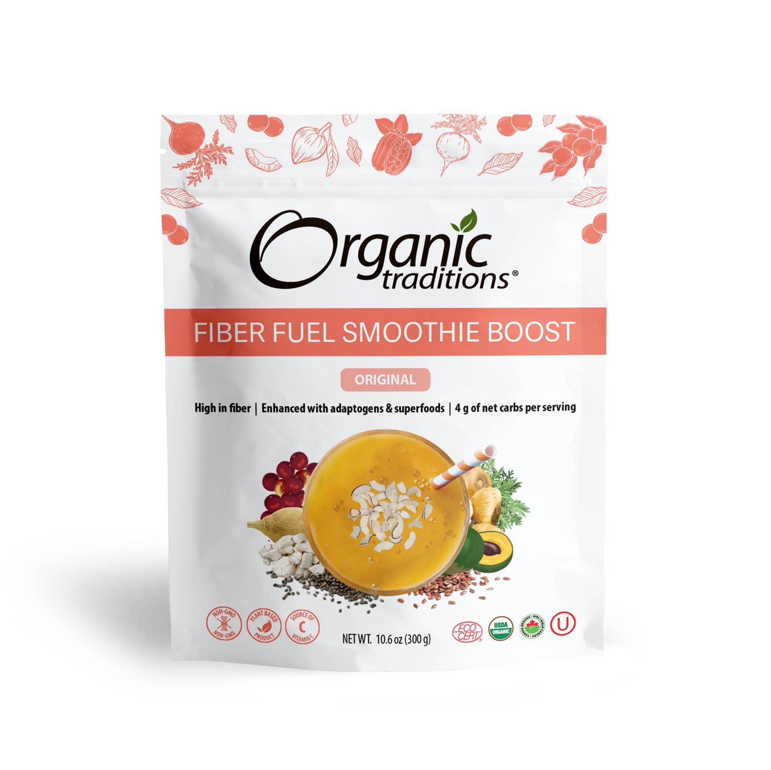 Organic Traditions - Vente Poudres protéinées/superaliments - Smoothie Boost Fiber Fuel - Original