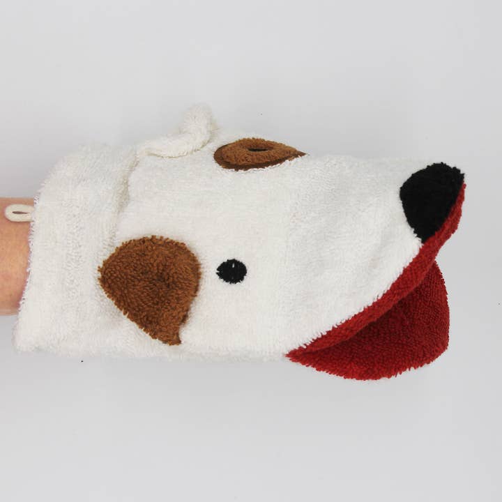 Challenge and Fun, Inc. - Wholesale Wash Cloth - Kids & Baby - NEW! Organic Cotton Animal Washcloth - Dog (2 Sizes)