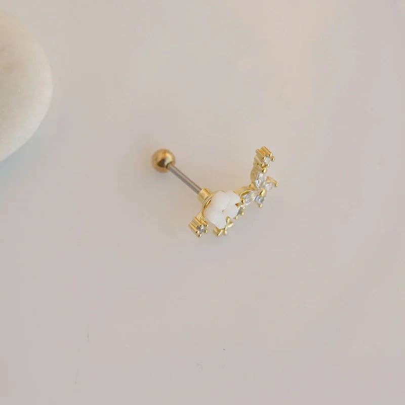 StockJWL - Wholesale Stud/Post Earrings - Magnolia Flower Earring, Earrings, Stud Earrings Stud  Piercing Helix Stud Cartilage Conch  Gold  Rose  Silver  Gift For Her2