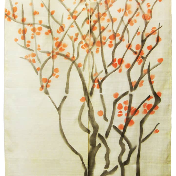 Pink Berry Branch Noren for wholesale by T-Trove Asian Decor