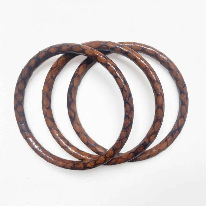 Melokane - Wholesale Bangle Bracelet - Handmade Python Leather Bracelets - Brown Color