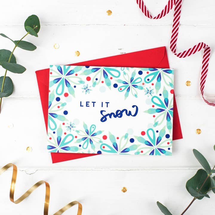 Let it Snow! Festive Cheer Christmas Card for wholesale by Jane Katherine Houghton Designs