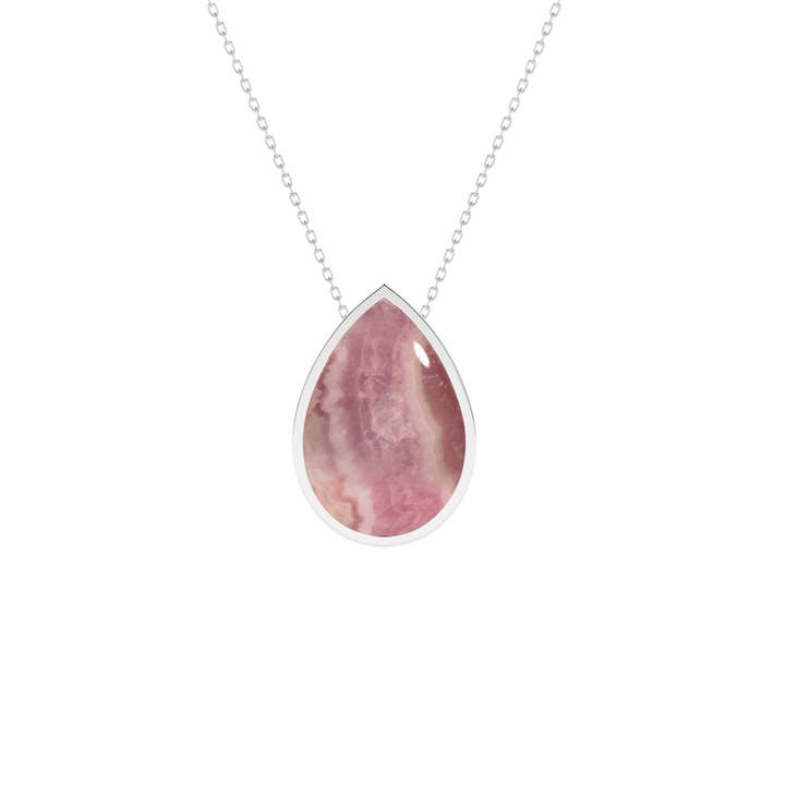 Natural Rhodochrosite Slider Pendant Necklace in 925 Silver for wholesale by Nature Crafts