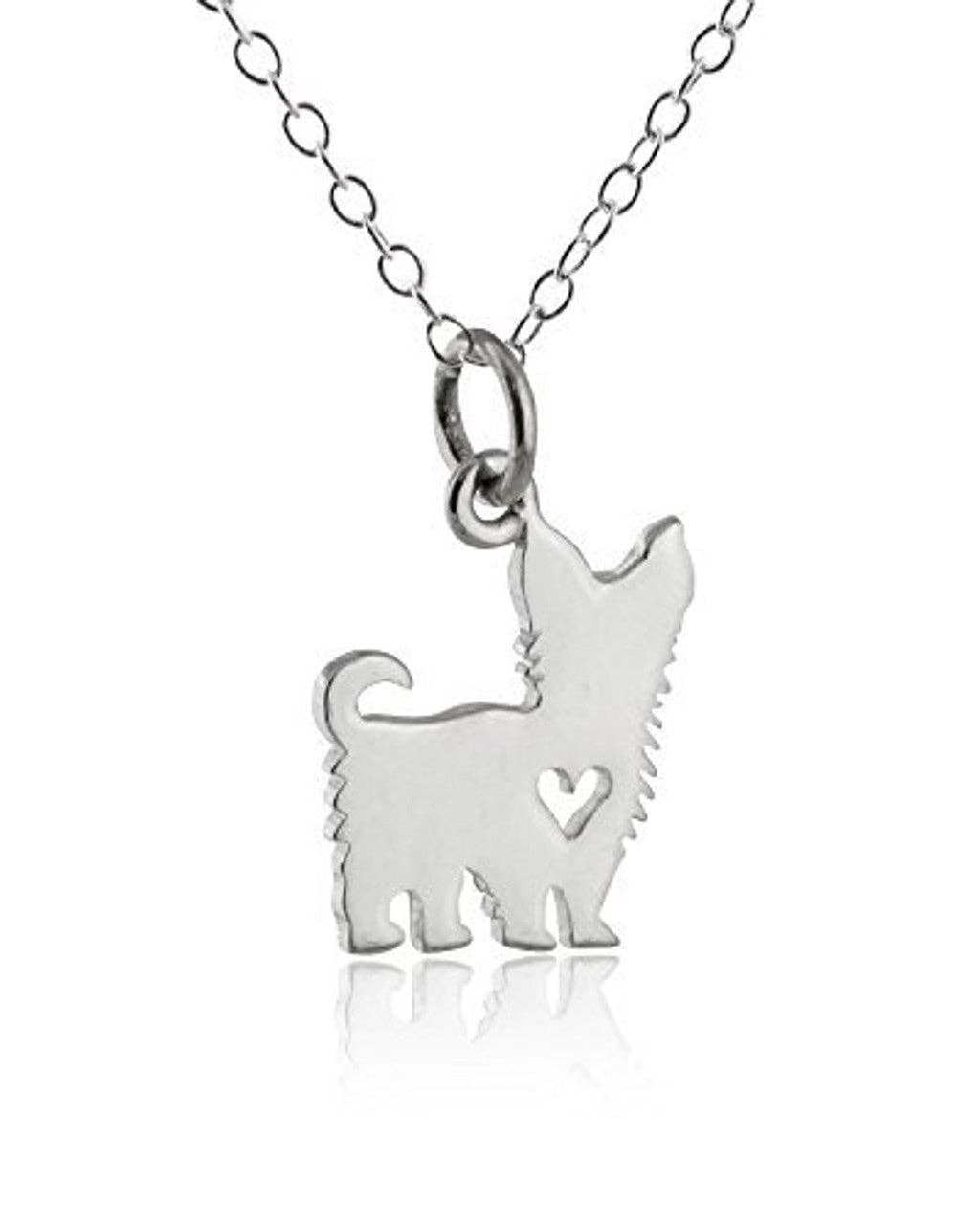 CY Design Studio - Wholesale Pendant/Charm Necklace - Yorkshire Terrier Necklace – Sterling Silver Dog Charm with Heart Cutout on 18" Chain1