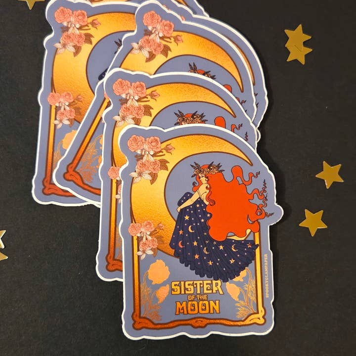 Sœur de la Sorcière de la Lune Autocollant Ensorcelé (Lot de 6) pour la vente par Spooky Glam Paper