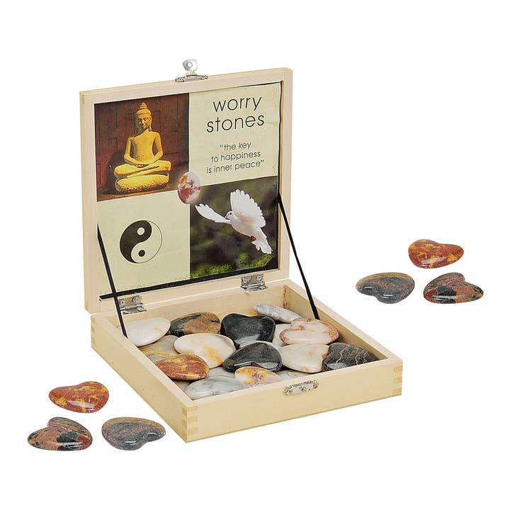 Marble hearts, assorted, 4 cm, 36 pieces in wooden display for wholesale by Wurm