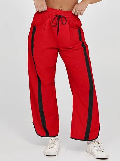 Drawstring stripe contrast workout bootcut wide-leg pants for wholesale by Rosa Clothing
