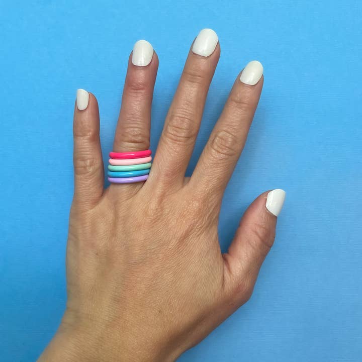 HYE JANE – wholesale Band/Stackad Ring – Mintgelé 14K guldpläterad sterling silver emalj stapelring