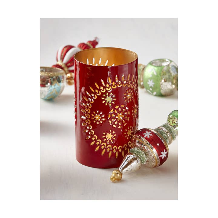 tag - Wholesale Candle Holder - Huglo Pierced Hurricane - Red