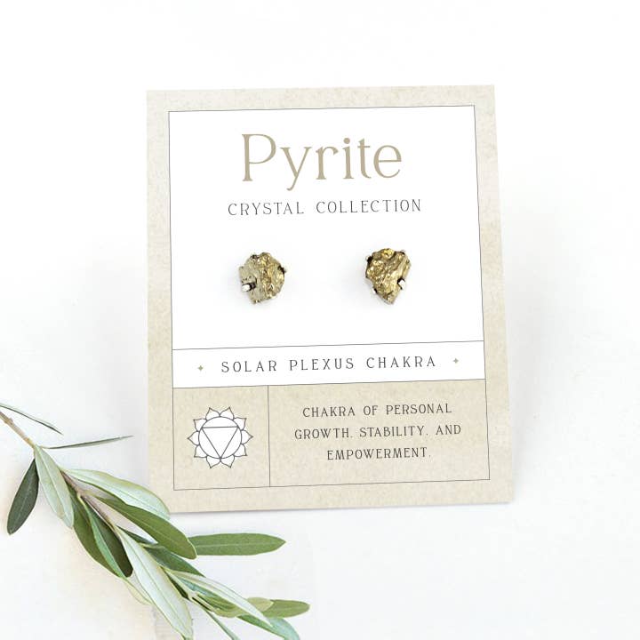 Pyrite rå ädelsten Stud örhängen Silver dårar guld Crystal för wholesale av Delezhen