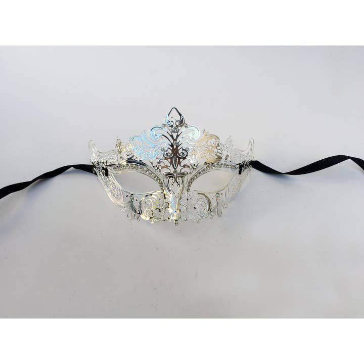 Mardi Gras Creations - Wholesale Costume - Unisex - Whimsical Metal Laser Cut Mask With Fleur De Lis5