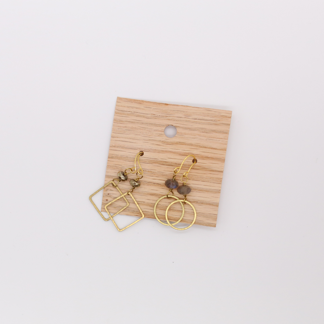 Seeds - Wholesale Dangle Earrings - Double Mini Earring Pack | Stones + Beads + Brass Shapes3
