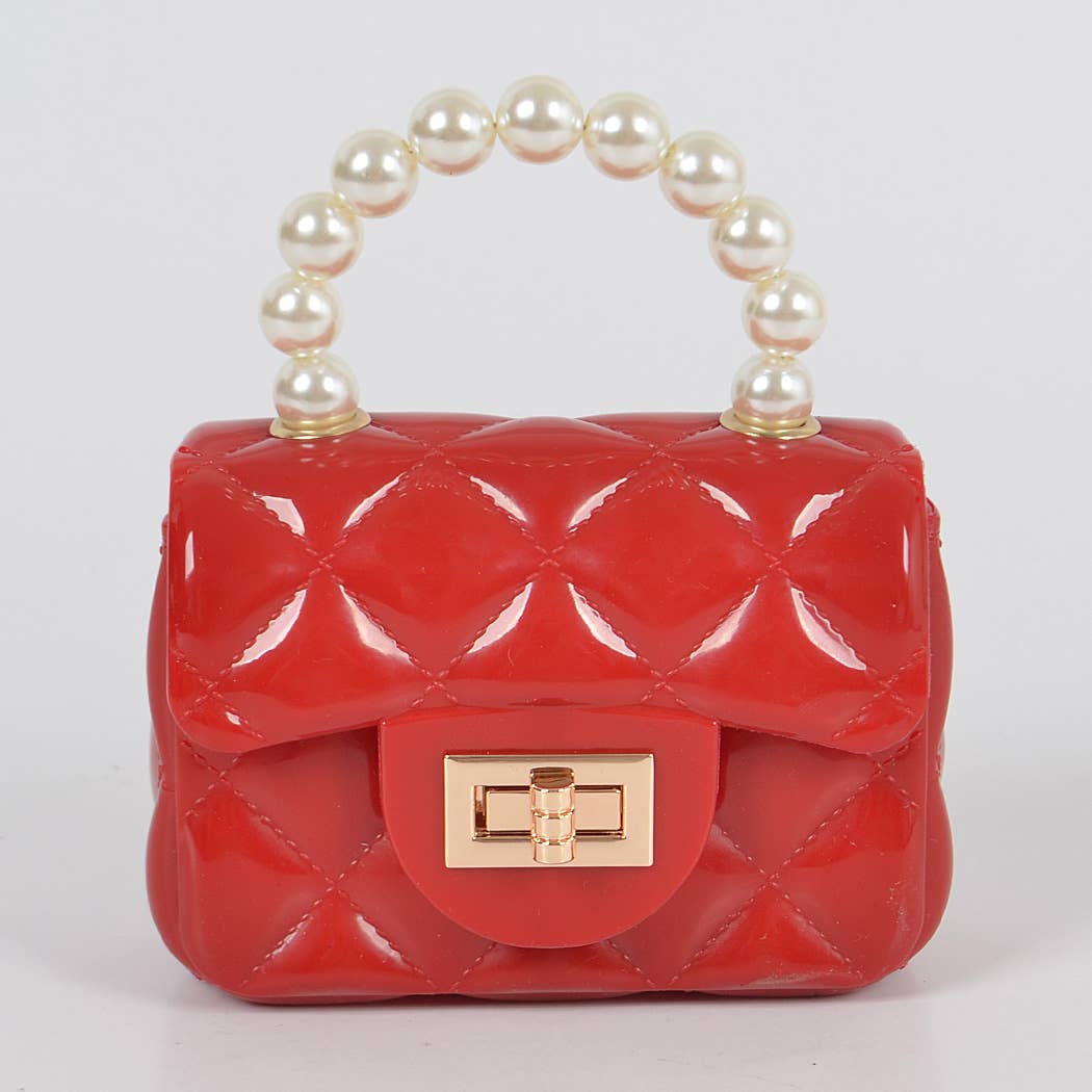3AM BY H&D ACCESSORIES - Wholesale Top Handle Bag - Women's - Jelly Shiney Mini Bag W Imitation Pearl Handle10