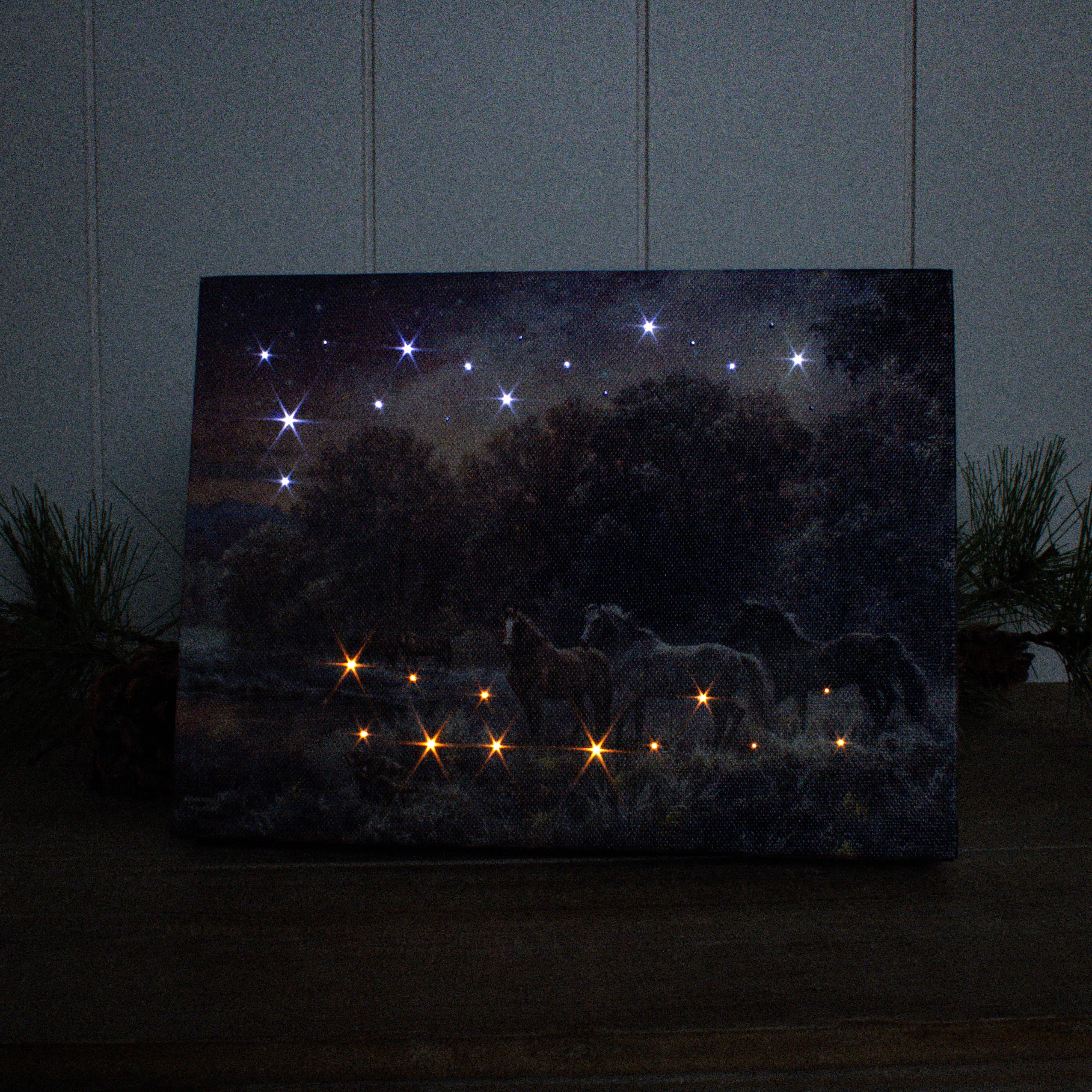 Glow Decor – wholesale Decorative tabletop object – My Farm at Night 8x6 Lighted Tabletop Canvas2