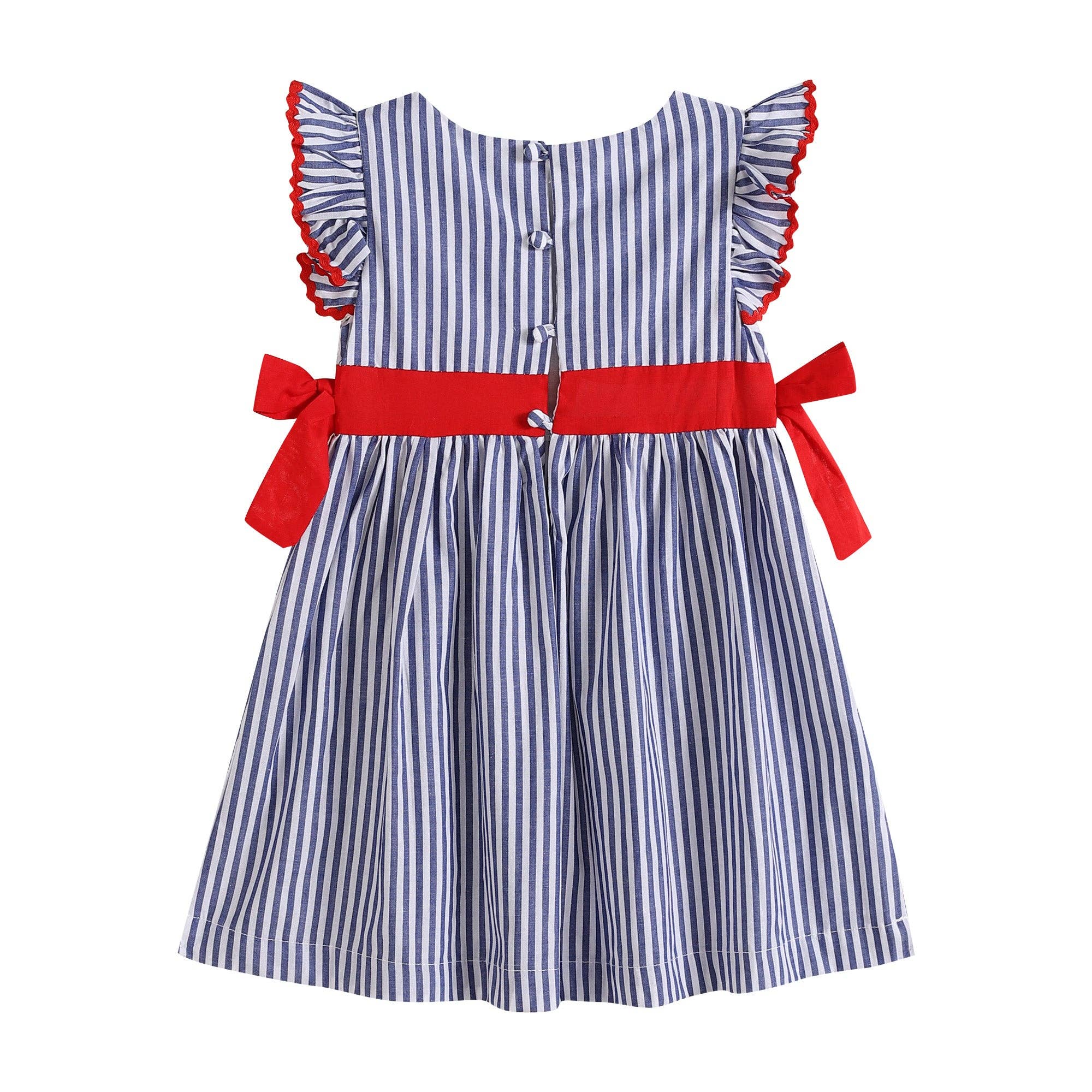 Lil Cactus - Wholesale Dress - Kids - Navy Blue and Red Ruffle Dress1