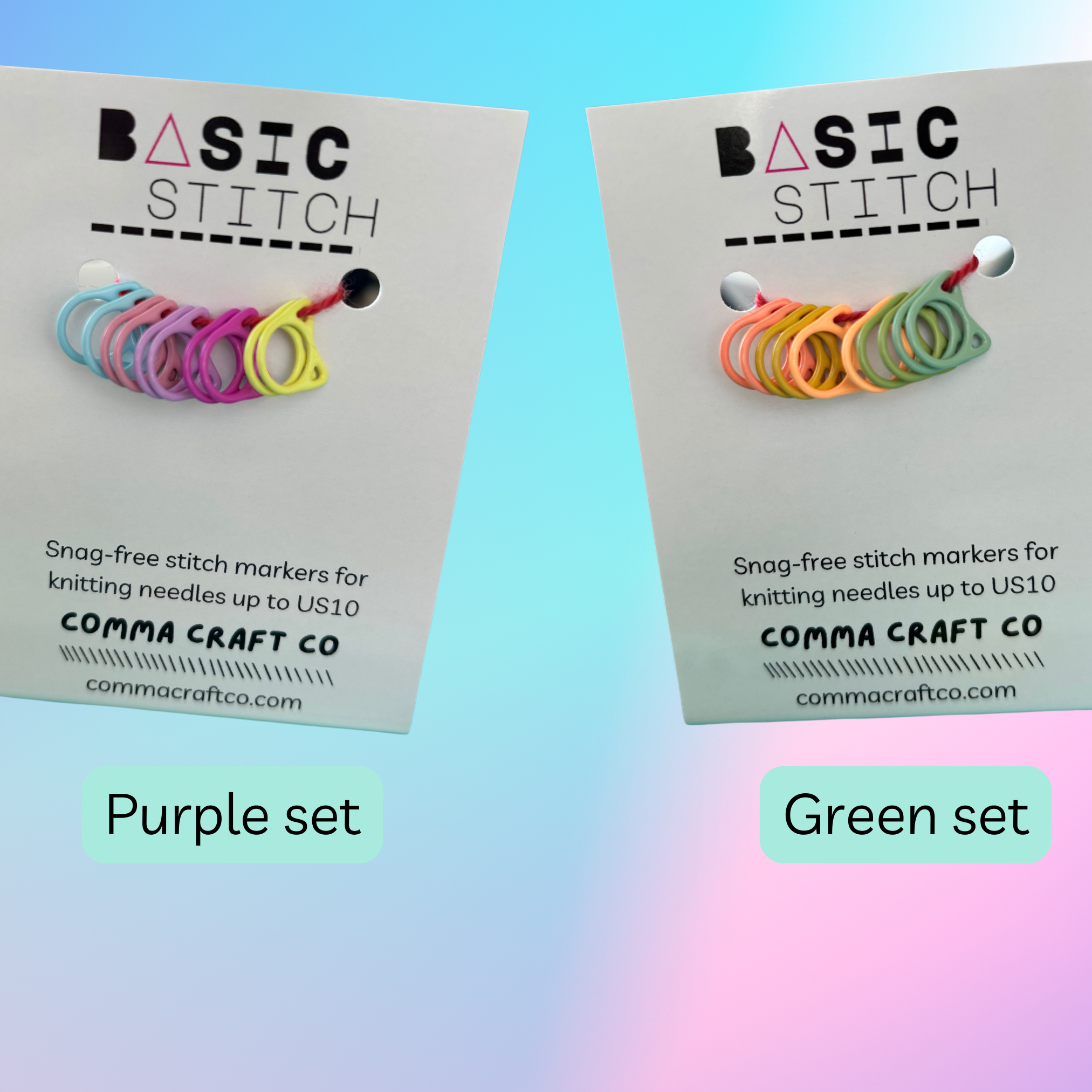 Comma Craft Co - Wholesale Knitting/Crochet Supplies - Basic Stitch Set Snag-Free Metal Stitch Markers Cat + Hearts0