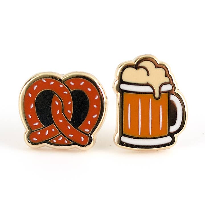 Brincos Oktoberfest em esmalte com banho de ouro 22k por atacado de LuxCups Creative