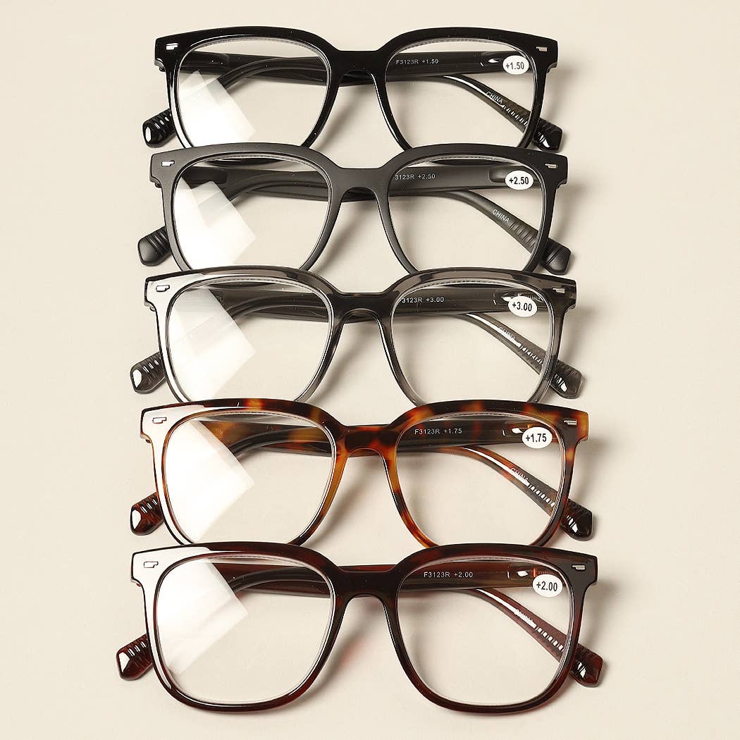  ASSORTED COLOR Unisex Classic Design Square Reading Glasses for wholesale on Faire1