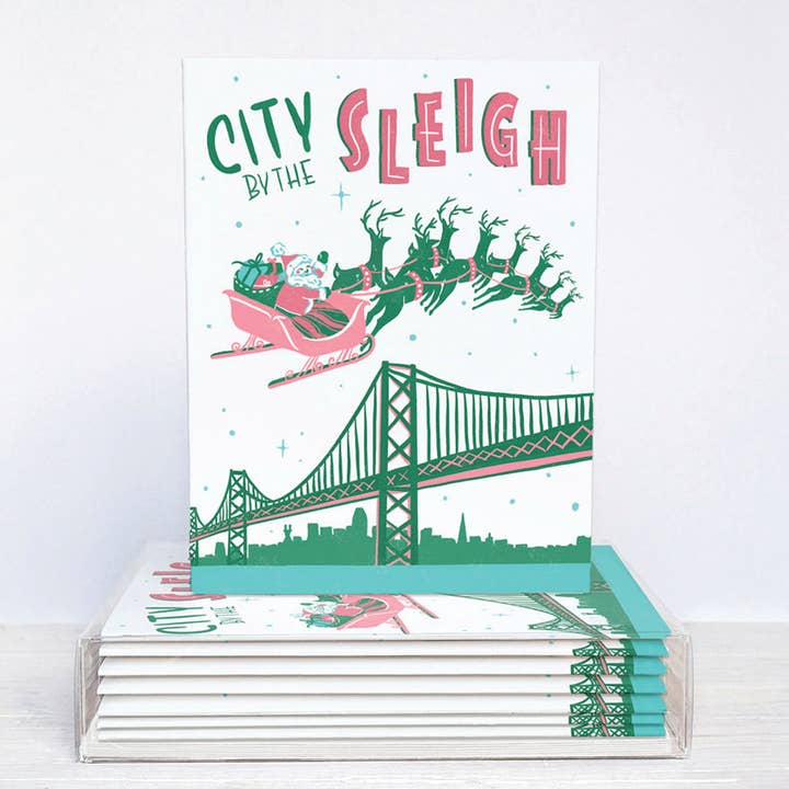 Brenna Daugherty Illustration - Wholesale Season's Greetings Card - San Francisco Bay Area Holiday Card - Boxed Set of 6
