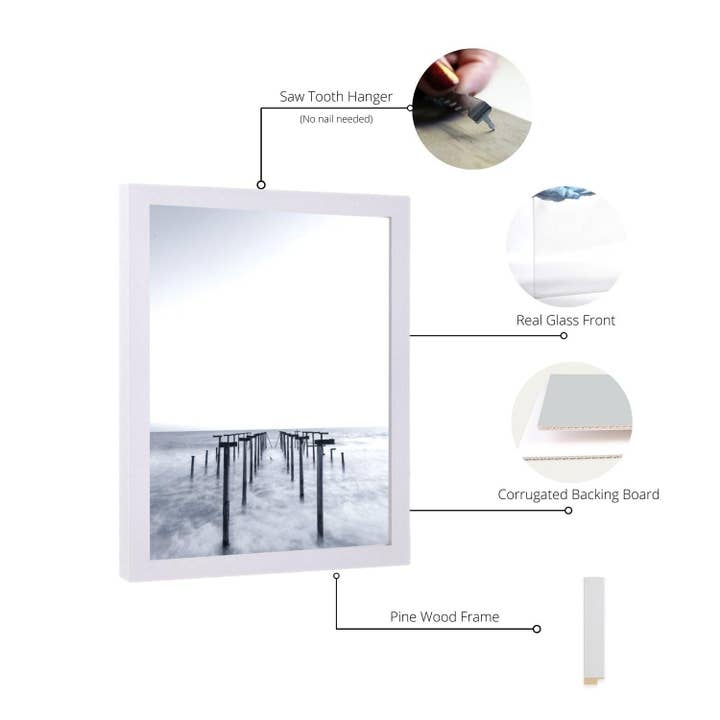 Modern Memory Design Picture Frames - Vente Cadres photos - Cadre photo Gallery Wall 17 x 24 en bois blanc 17 x 24, cadre pour affiche 17 x 24