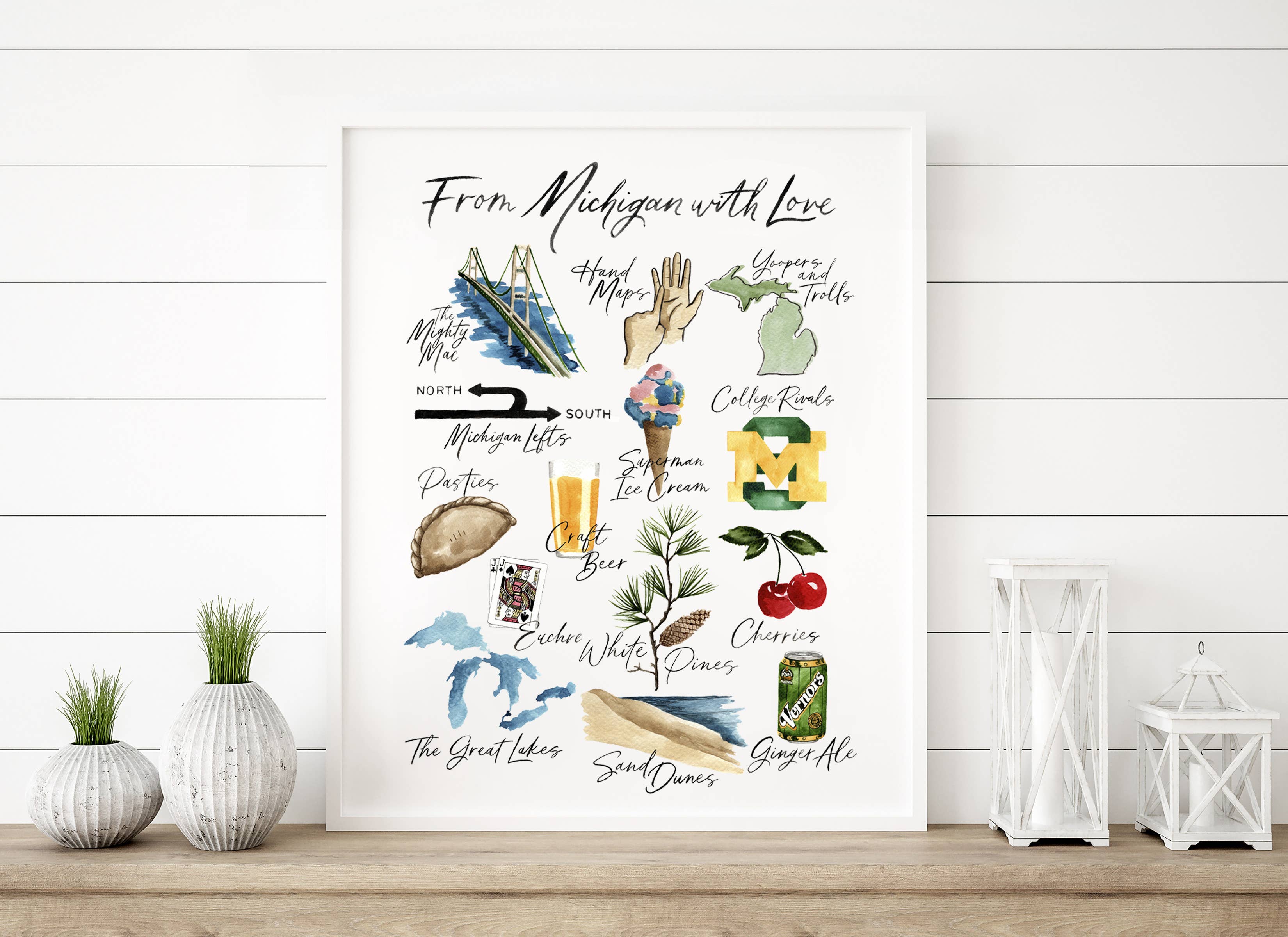 NorthHouse Creative Co. - Wholesale Art Print - "From Michigan with Love" Classic Michigan Watercolor Print5