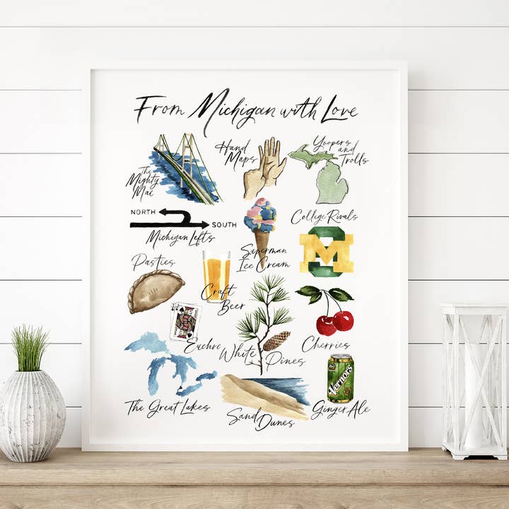 NorthHouse Creative Co. - Wholesale Art Print - "From Michigan with Love" Classic Michigan Watercolor Print5