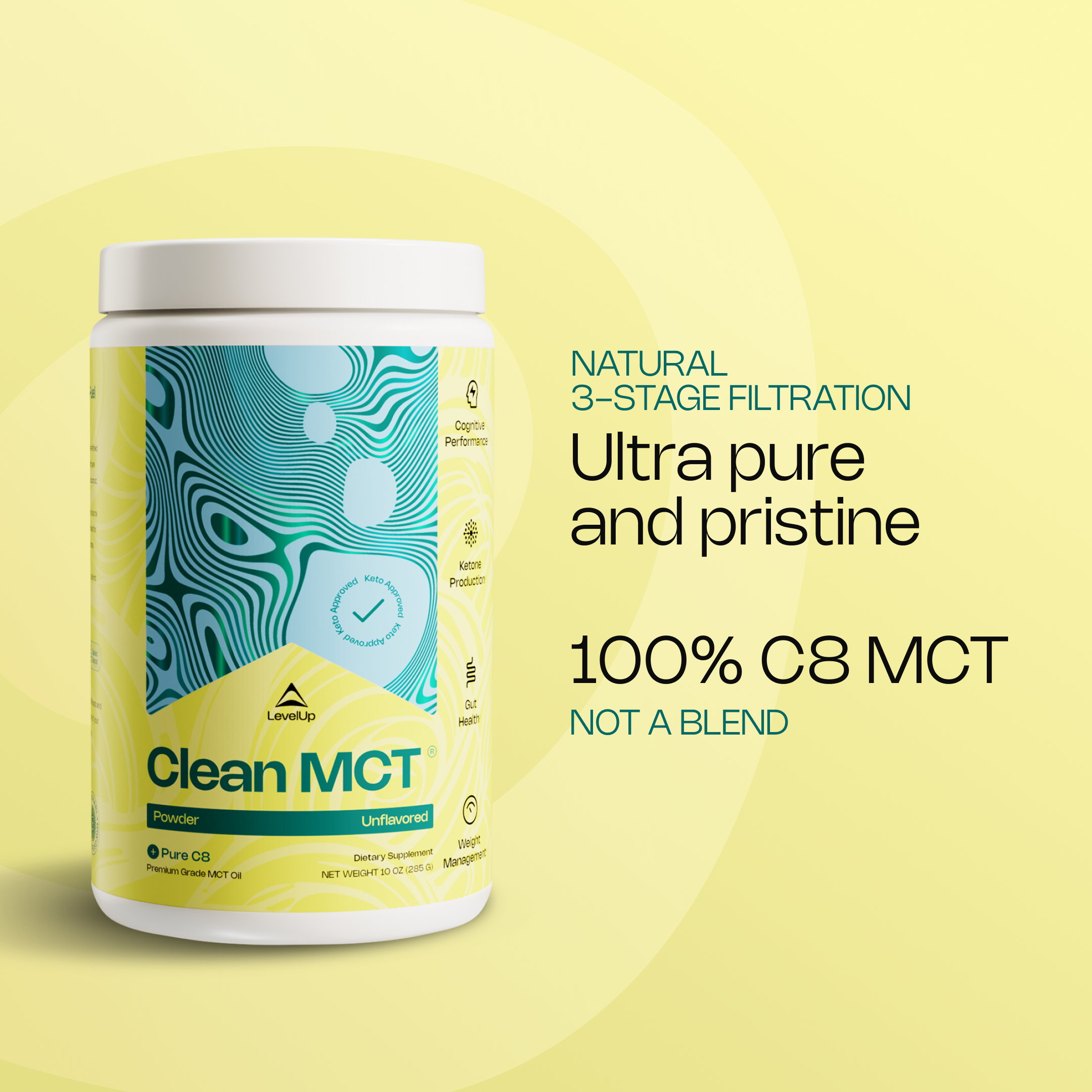 LevelUp - Vente Poudres protéinées/superaliments - Poudre d’huile Clean MCT® sans saveur 10 onces (283,5 g)2